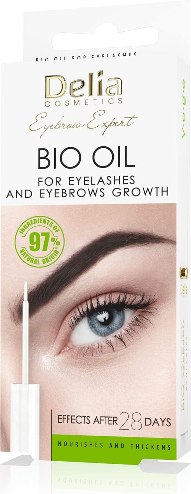 Delia Cosmetics - Bio Oil for Eyebrows and Eyelashes - Vegan Conditioner - Lengthened, Thickened, Dense, Nourished Eyebrows and Eyelashes - Accelerates Growth - Natural Booster - 7ml