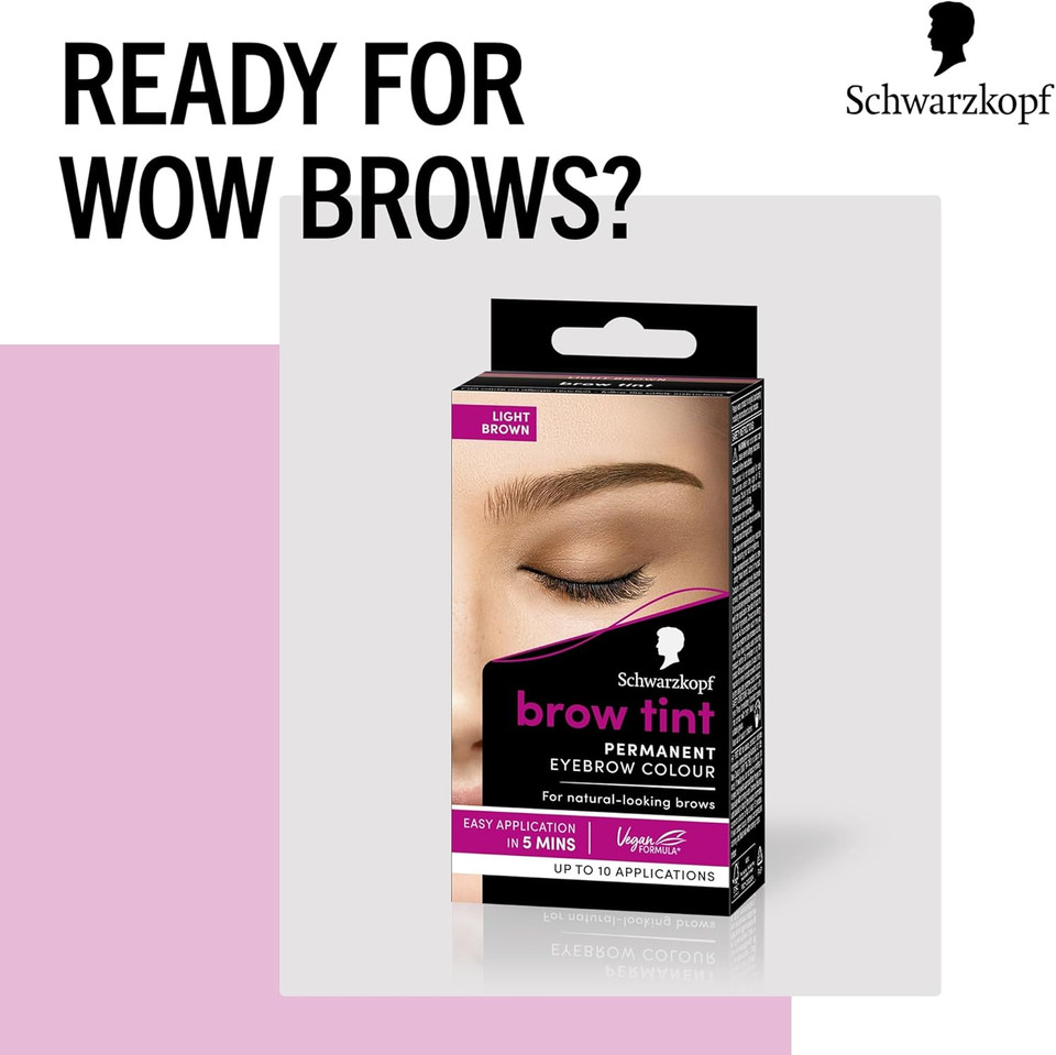 Schwarzkopf Brow Tint Professional formula Eyebrow Dye Brow Tinting Kit with Gentle Permanent Colour - Light Brown