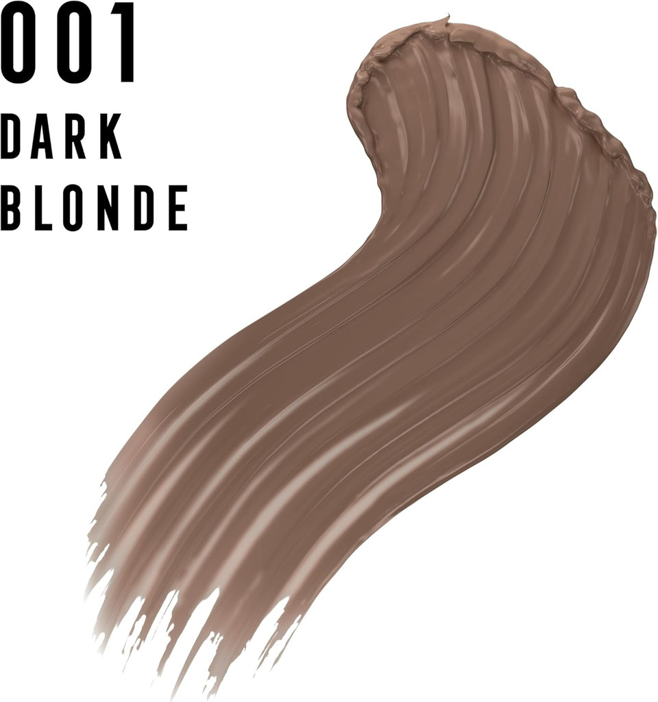 Max Factor 2000 Calorie Volumising Brow Sculpt Gel, Long-Lasting, Plumped & Fuller-Looking Brows, Waterproof, Smudge-Proof, Shapes & Intensifies, 001 Dark Blonde, 4.5ml