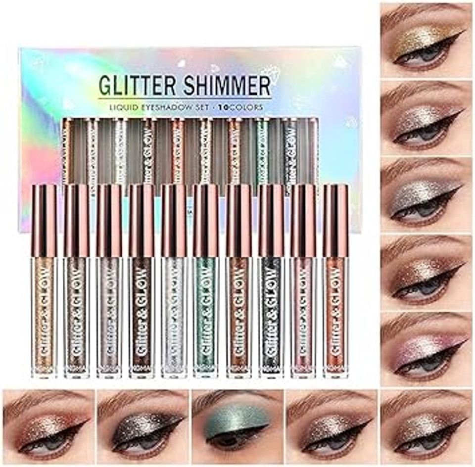 Beliky Girl 10 Color Metallic Glitter Liquid Eyeshadow Set, Waterproof Smoky Eyeshadow, Long-Lasting Quick-Drying Eye Makeup Kit (B), Pack of 1 Beliky Girl 10 Color Metallic Glitter Liquid Eyeshadow Set, Waterproof Smoky Eyeshadow, Long-Lasting Quick-Drying Eye Makeup Kit (B), Pack of 1