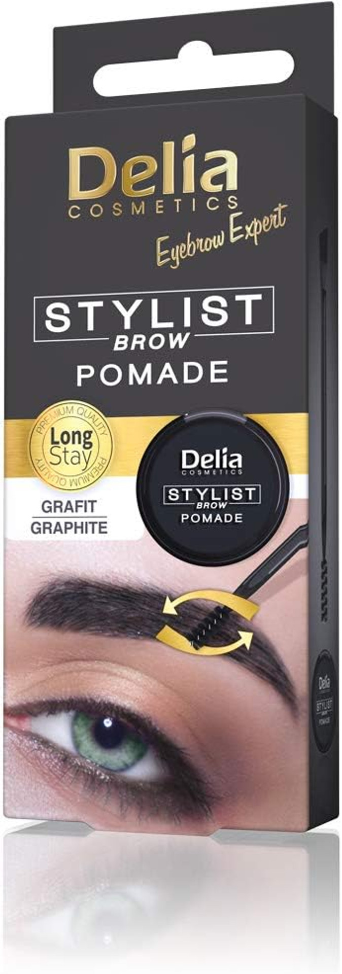 Delia Cosmetics - Brow Pomade - DARK BROWN - Eyebrow Expert Stylist - Perfect Colour & Shape - Easy to Use - Styling & Care - Brush Included Delia Cosmetics - Brow Pomade - DARK BROWN - Eyebrow Expert Stylist - Perfect Colour & Shape - Easy to Use - Styling & Care - Brush Included