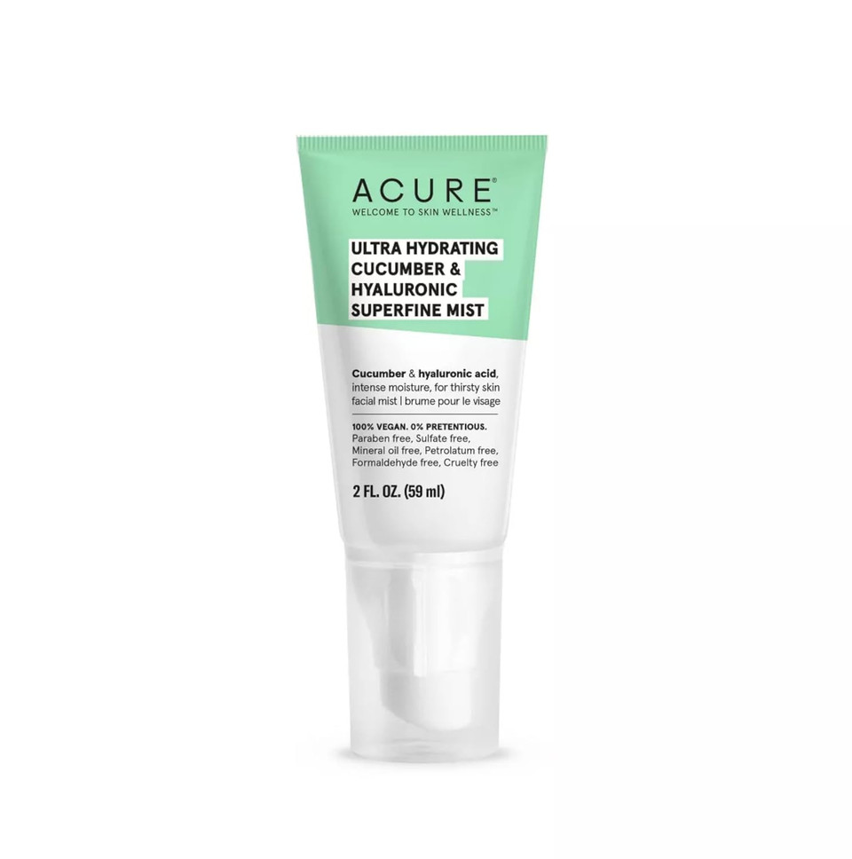 Acure Ultra Hydrating Cucumber & Hyaluronic Superfine Mist - Replenish Skin'S Moisture - Enriched With Cucumber & Hyaluronic Acid - Vegan And Cruelty-Free Formula - No Parabens Or Sulfates - 2 Fl Oz