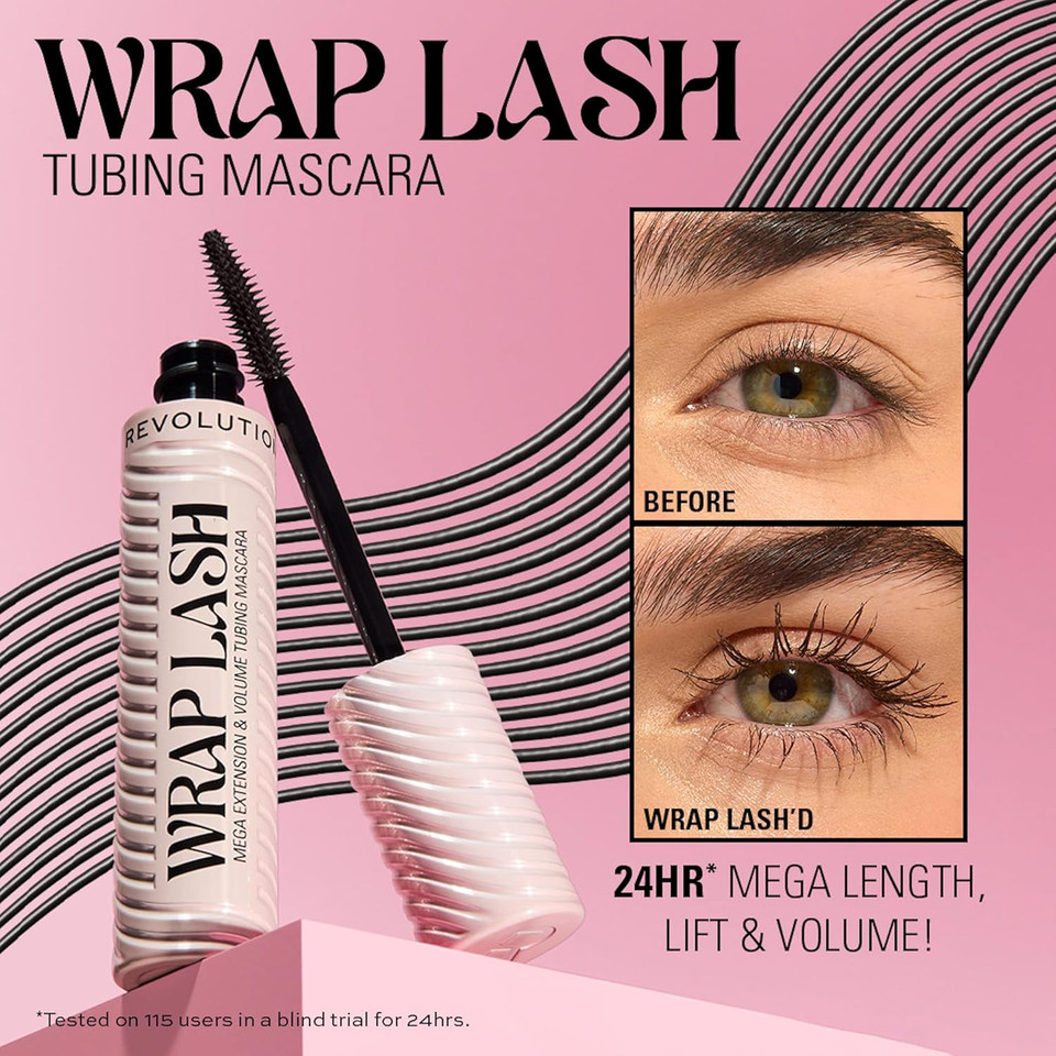 Revolution, Wrap Lash Tubing Mascara, Smudge-Proof & Water-Resistant for Length & Volume, Vegan & Cruelty-Free, Burgundy, 8.5ml Revolution, Wrap Lash Tubing Mascara, Smudge-Proof & Water-Resistant for Length & Volume, Vegan & Cruelty-Free, Burgundy, 8.5ml