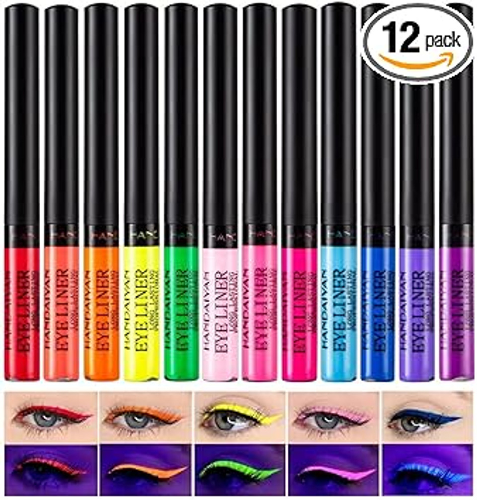 12 Colors Liquid Eyeliner Set, Colorful Matte Liquid Eyeliners Waterproof Highly Pigmented Long Lasting Eye Liners Makeup Luminous Eye Liner Pencil Cosmetics # C