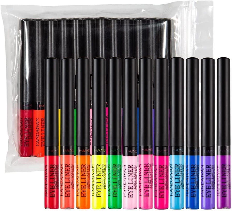 12 Colors Liquid Eyeliner Set, Colorful Matte Liquid Eyeliners Waterproof Highly Pigmented Long Lasting Eye Liners Makeup Luminous Eye Liner Pencil Cosmetics # C