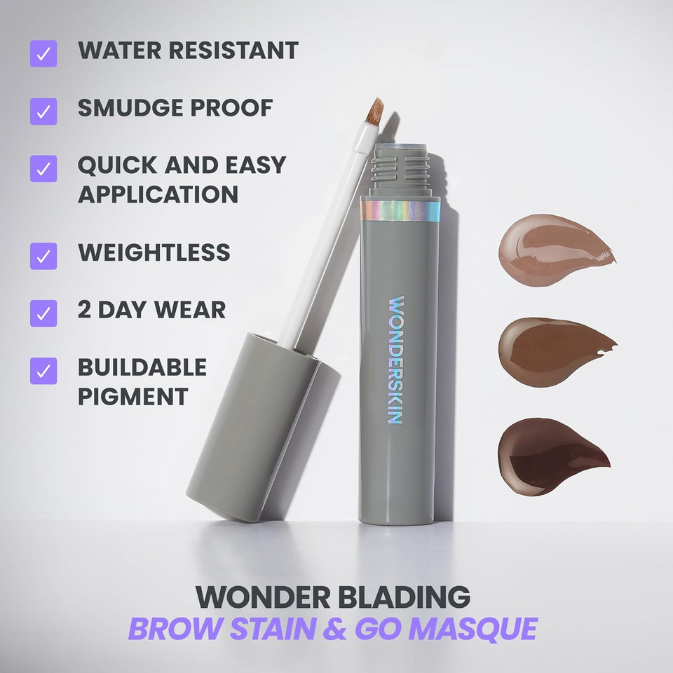 Wonderskin Wonder Blading Brow Stain & Go Masque - Long Lasting Eye Brow Tint, Transfer Proof and Smudge Proof Eyebrow Tint Stain (Blonde)