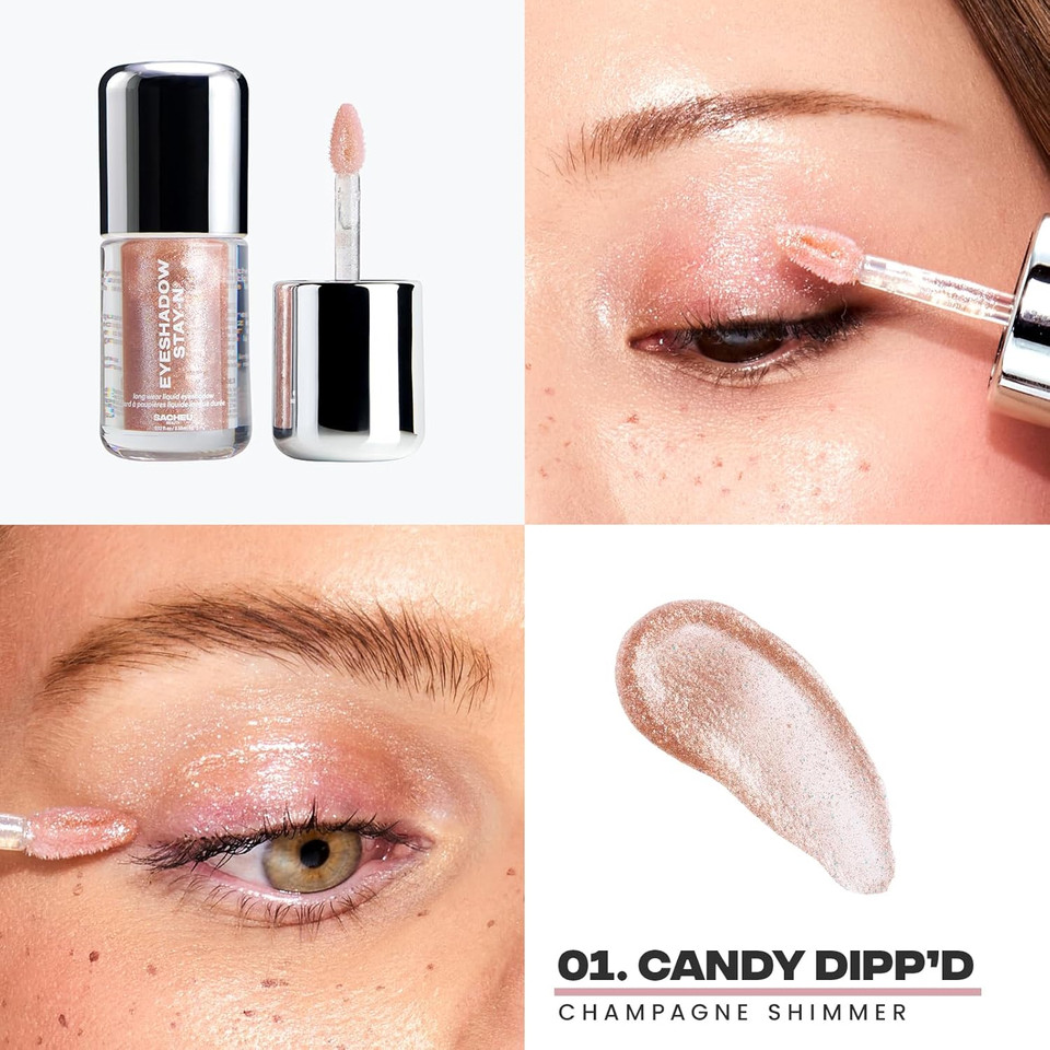 Sacheu Liquid Eyeshadow STAY-N Longwear Eye Makeup  Buildable Highly Pigmented & Blendable Eye Shadow Cream in Matte & Shimmer Finishes, Candy Dippd Sacheu Liquid Eyeshadow STAY-N Longwear Eye Makeup  Buildable Highly Pigmented & Blendable Eye Shadow Cream in Matte & Shimmer Finishes, Candy Dippd