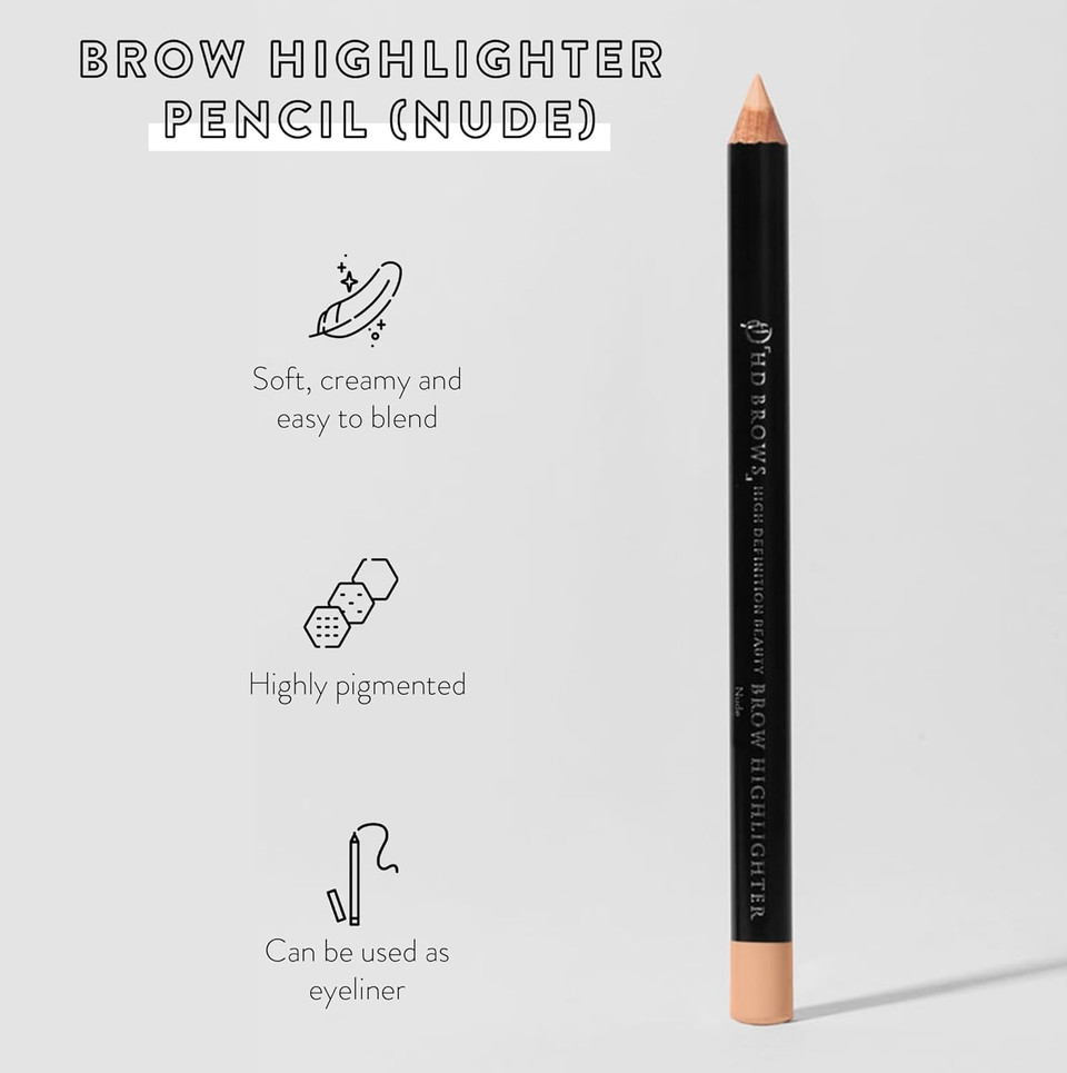 HD BROWS Brow Highlighter Under Eyebrow Highlighting Pencil, Soft Creamy and Easy to Blend, Highly Pigmented, Can Also be Used as Eyeliner, Pink Nude- Fair/Light Highlighter Shade