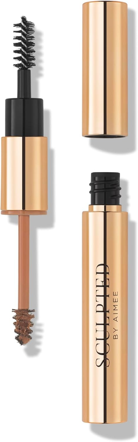 EasyBrow Soft Brown from Sculpted by Aimee - Travel-Friendly, Double-Ended, Vegan 2-in-1 Tinted Fibre or Clear Eyebrow Gel with Spoolie