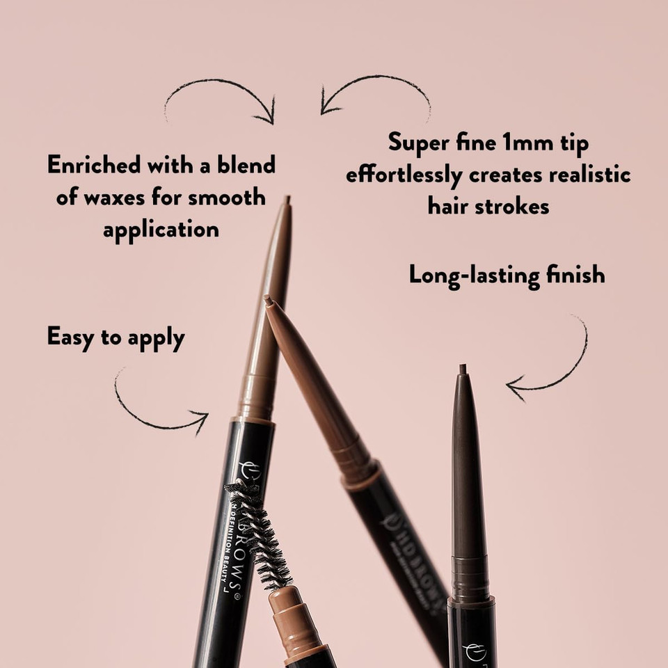 HD BROWS Browtec 1mm Ultra-Fine Eyebrow Pencil, New & Improved Ultra-Fine 1mm Tip, Duel-Ended Pencil and Spoolie, Waterproof, Smudgeproof, Long-Lasting, Foxy (Brown)