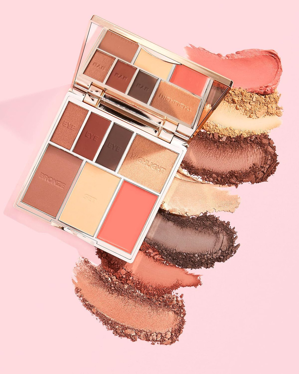 Bare Basics Face & Eye Palette from Sculpted by Aimee (Nude 02) - Travel-Friendly, Nude Look Eyeshadow, Highlight, Bronzer, Blush & Setting Powder