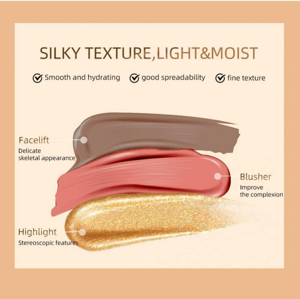 Contour Beauty Wand, Liquid Face Concealer Contouring with Cushion Applicator, High Coverage Natural Matte Finish Highlighter Bronzer Stick Super Silky Cream Face Blush Illuminator Makeup Stick (2#)