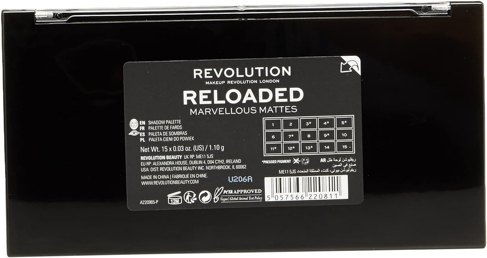 Revolution Beauty London London, Reloaded, Eyeshadow Palette, Prestige, 15 Shades, 16.5 g