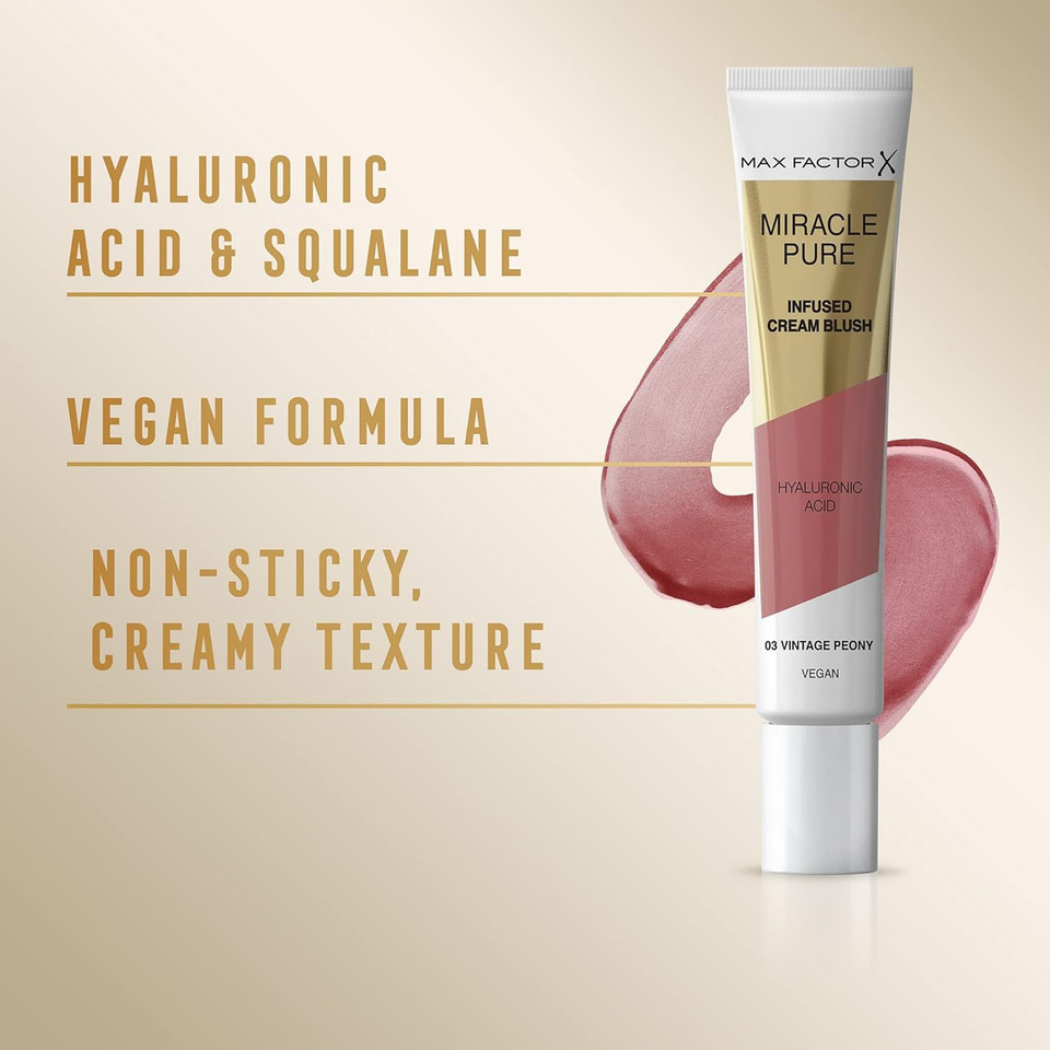 Max Factor Miracle Pure Cream Blush 04 Blooming Berry, Moisturising, Plumps & Hydrates, Buildable Glow, Infused with Hyaluronic Acid & Squalene, Fresh & Healthy Looking Skin, 100% Vegan Max Factor Miracle Pure Cream Blush 04 Blooming Berry, Moisturising, Plumps & Hydrates, Buildable Glow, Infused with Hyaluronic Acid & Squalene, Fresh & Healthy Looking Skin, 100% Vegan