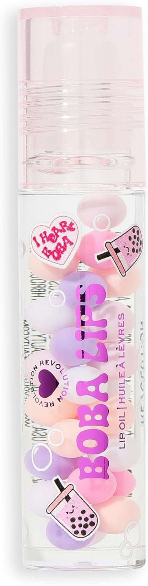 I Heart Revolution Boba Lips Lip Oil, Hydrating Lip Product Infused With Matcha Tea Extract, Vegan & Cruelty-Free, Clear