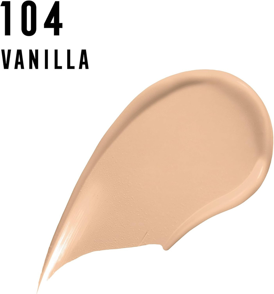 Max Factor Lasting Performance Liquid Foundation, 104 Vanilla, Full Coverage, Flawless and Radiant Finish, Lightweight Formula, Smudge Resistant, Non Pore-Clogging, Fragrance Free, 35ml