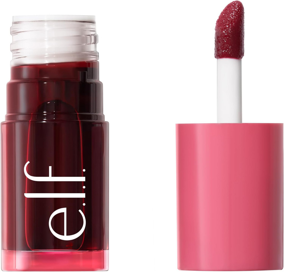 e.l.f. Sheer For It Blush Tint, Multi-Use, Long-Lasting Lip & Cheek Make-up, Creates a Natural Flush Finish, Vegan & Cruelty-Free, Left On Red