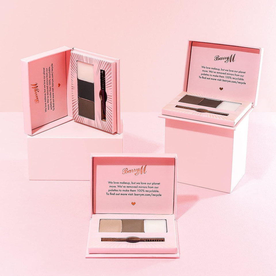 Barry M Cosmetics Fill And Shape Brow Kit Palette, With Styling Soap, Shade Dark