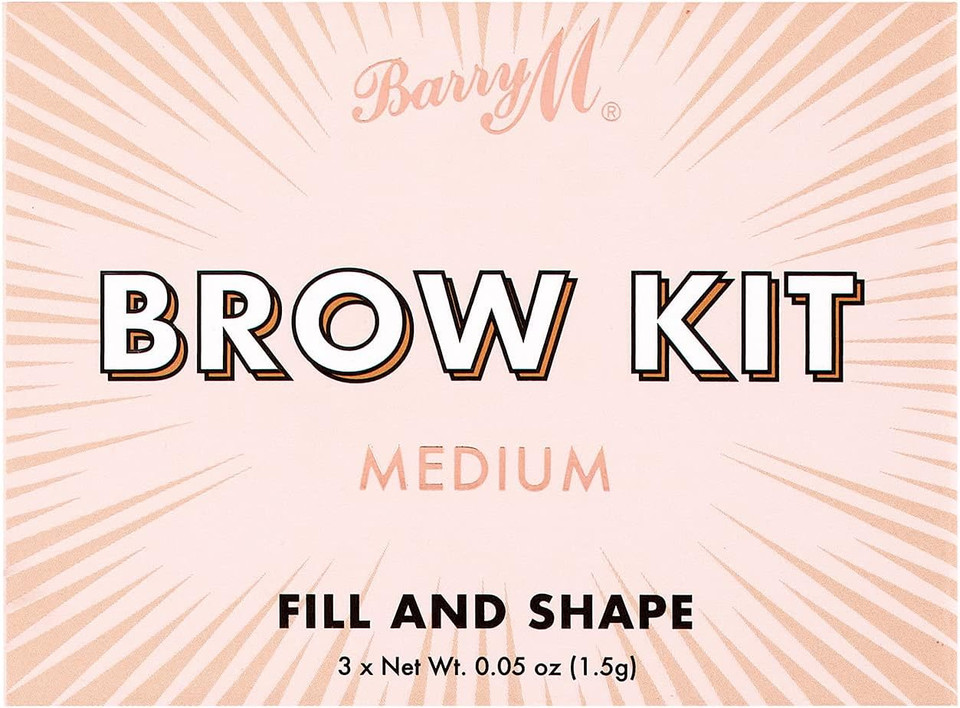 Barry M Cosmetics Fill And Shape Brow Kit Palette, With Styling Soap, Shade Medium