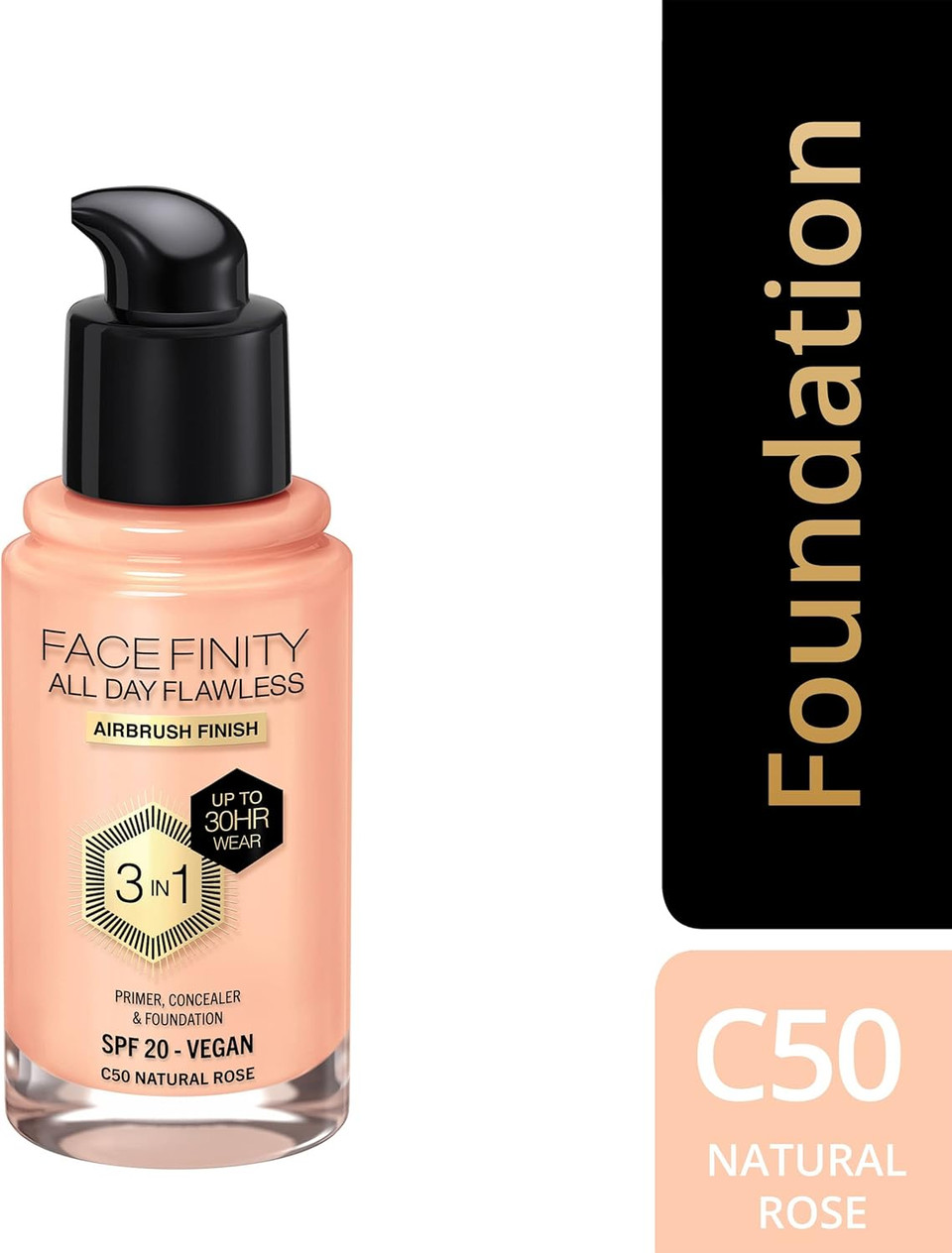 Max Factor Facefinity 3-in-1 All Day Flawless Foundation SPF 20, 100 Cocoa, 30 ml (Packaging May Vary)