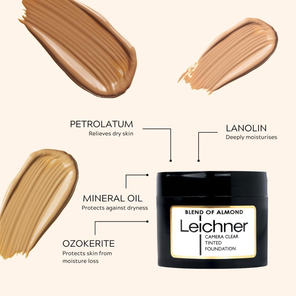 Leichner Camera Clear Tinted Foundation  Almond | 30ml | Professional Full-Coverage & Moisturising Formula