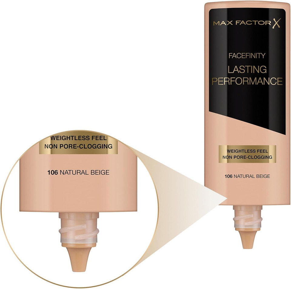 Max Factor Lasting Performance Liquid Foundation, 100 Fair, Full Coverage, Flawless and Radiant Finish, Lightweight Formula, Smudge Resistant, Non Pore-Clogging, Fragrance Free, 35ml