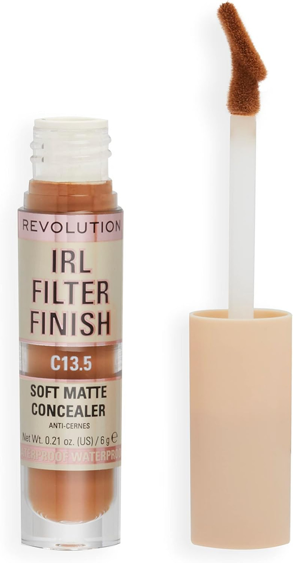 Makeup Revolution IRL Filter Finish Concealer, Medium to Full Coverage, Matte Finish, C13.5, Dark Skin Tones, 6g Makeup Revolution IRL Filter Finish Concealer, Medium to Full Coverage, Matte Finish, C13.5, Dark Skin Tones, 6g