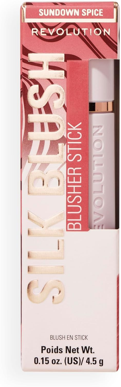 Revolution, Skin Silk Marble Blush Stick, Buildable Colour for Cheek, Eye, & Lip, Cream-to-Powder Formula, Vegan & Cruelty-Free, Berry Flush, 4.5g