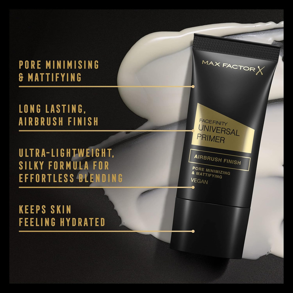 Max Factor Facefinity Universal Primer, Pore Mattifying & Minimising, Long-Lasting, Airbrush finish, Ultra-Lightweight, Silky Formula, Protects Skin, Antioxidants & Vitamin E, Vegan, Universal, 30ml