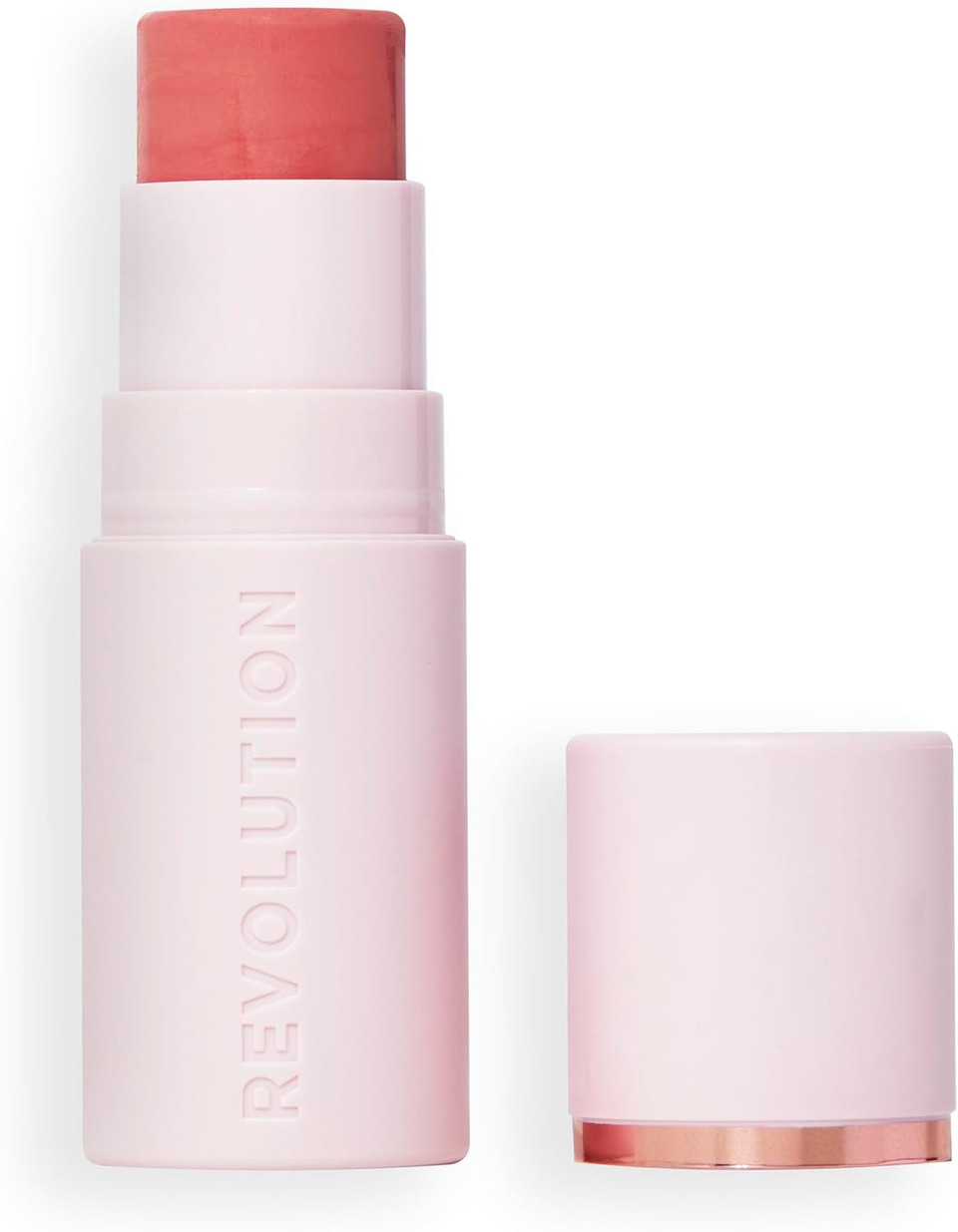 Revolution, Skin Silk Marble Blush Stick, Buildable Colour for Cheek, Eye, & Lip, Cream-to-Powder Formula, Vegan & Cruelty-Free, Peachy Pink, 4.5g