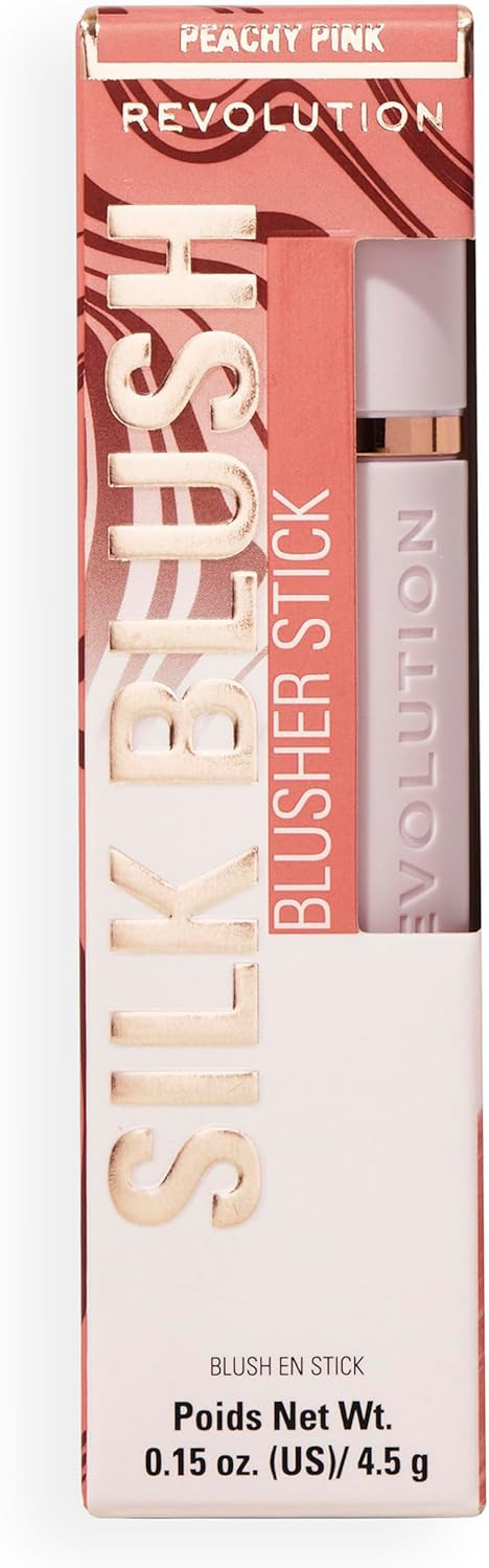 Revolution, Skin Silk Marble Blush Stick, Buildable Colour for Cheek, Eye, & Lip, Cream-to-Powder Formula, Vegan & Cruelty-Free, Peachy Pink, 4.5g