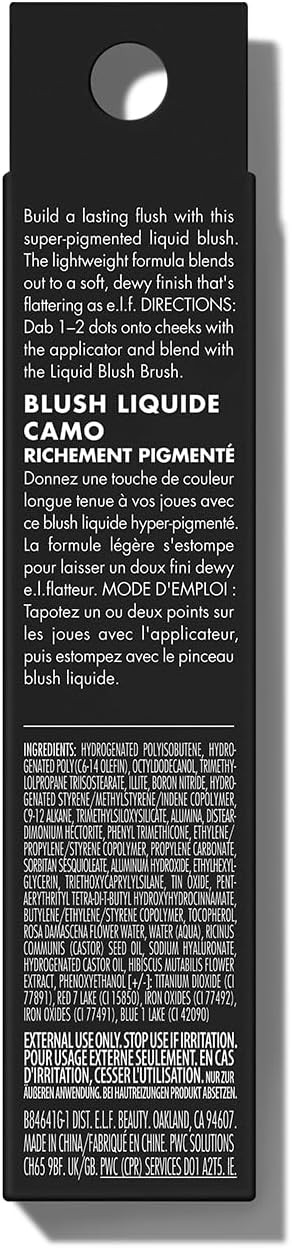 E.L.F. Camo Liquid Blush, Long-Lasting Liquid Blush For High-Pigment Color, Creates A Soft, Dewy Finish, Vegan & Cruelty-Free, Bold-Faced Lilac