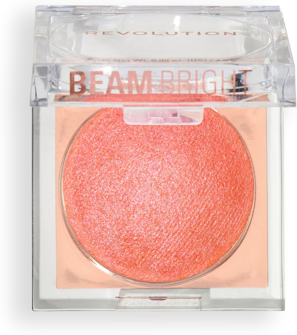 Revolution, Beam Bright Blush, Blendable & Buildable Face Powder Blush, Luminous Finish for Radiant Cheeks, Vegan & Cruelty-Free, Orange Crush, 2.8g