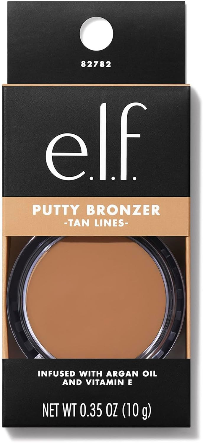 e.l.f. Putty Bronzer, Creamy & Highly Pigmented Formula, Creates a Long-Lasting Bronzed Glow, Infused with Argan Oil & Vitamin E, Tan Lines, 0.35 Oz (10g)