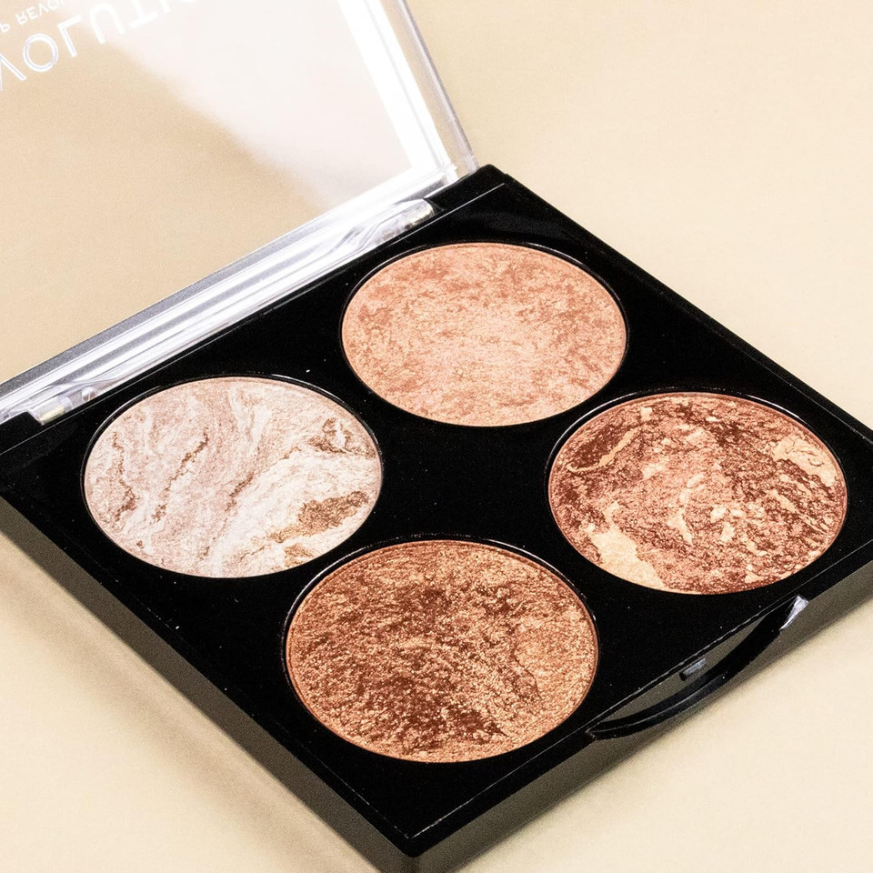 Makeup Revolution Cheek Kit, Face Bronzer & Highlighter Palette, Highly Pigmented Shimmer Formula, 4 Shades, Don't Hold Back, 8.8g