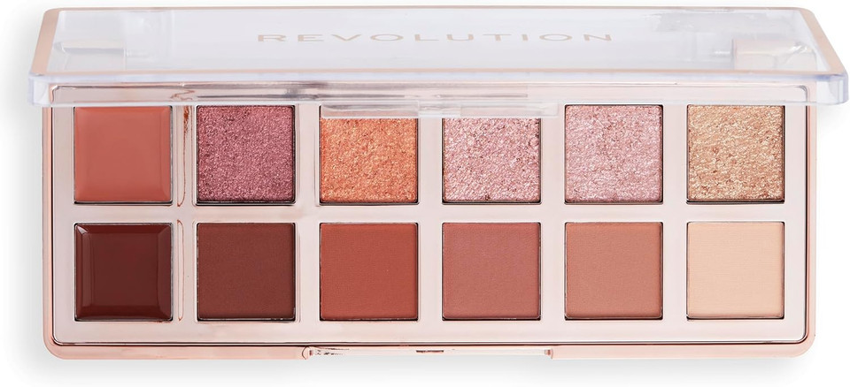 Makeup Revolution, The True Icon Bronze Eyeshadow Palette, Cream, Matte & Shimmer Finishes, 12 Blendable Shades