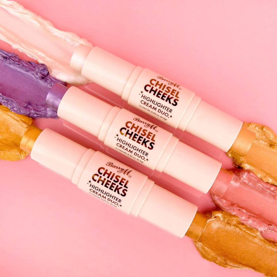 Barry M Chisel Cheeks Highlighter Cream Duo, Shade Lilac/Pink