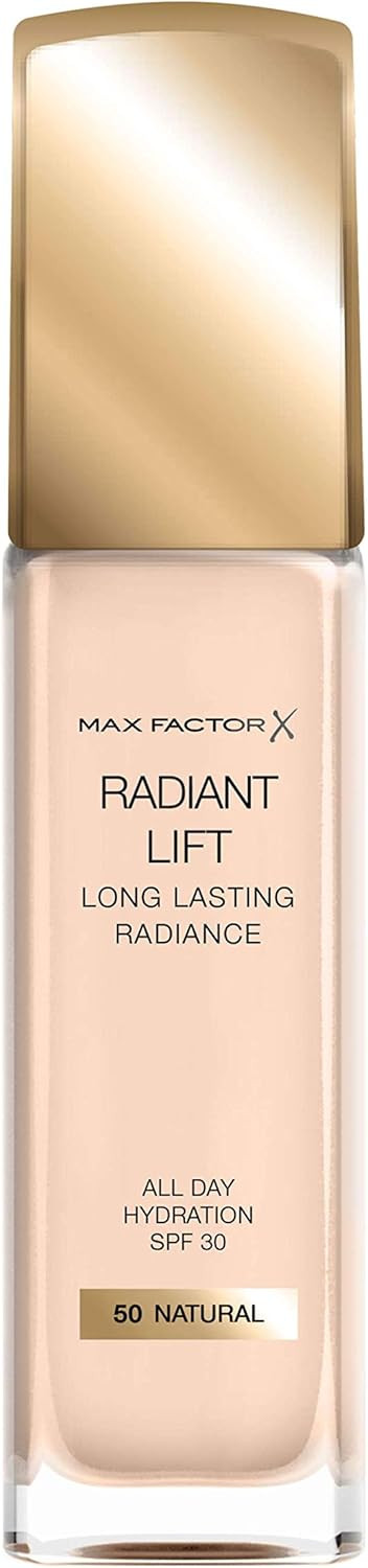 Max Factor Radiant Lift Liquid Pump Medium to Full Coverage Radiant Finish Foundation with SPF30 and Hyaluronic Acid, 085 Caramel, Dark Skin Tone, 30ml
