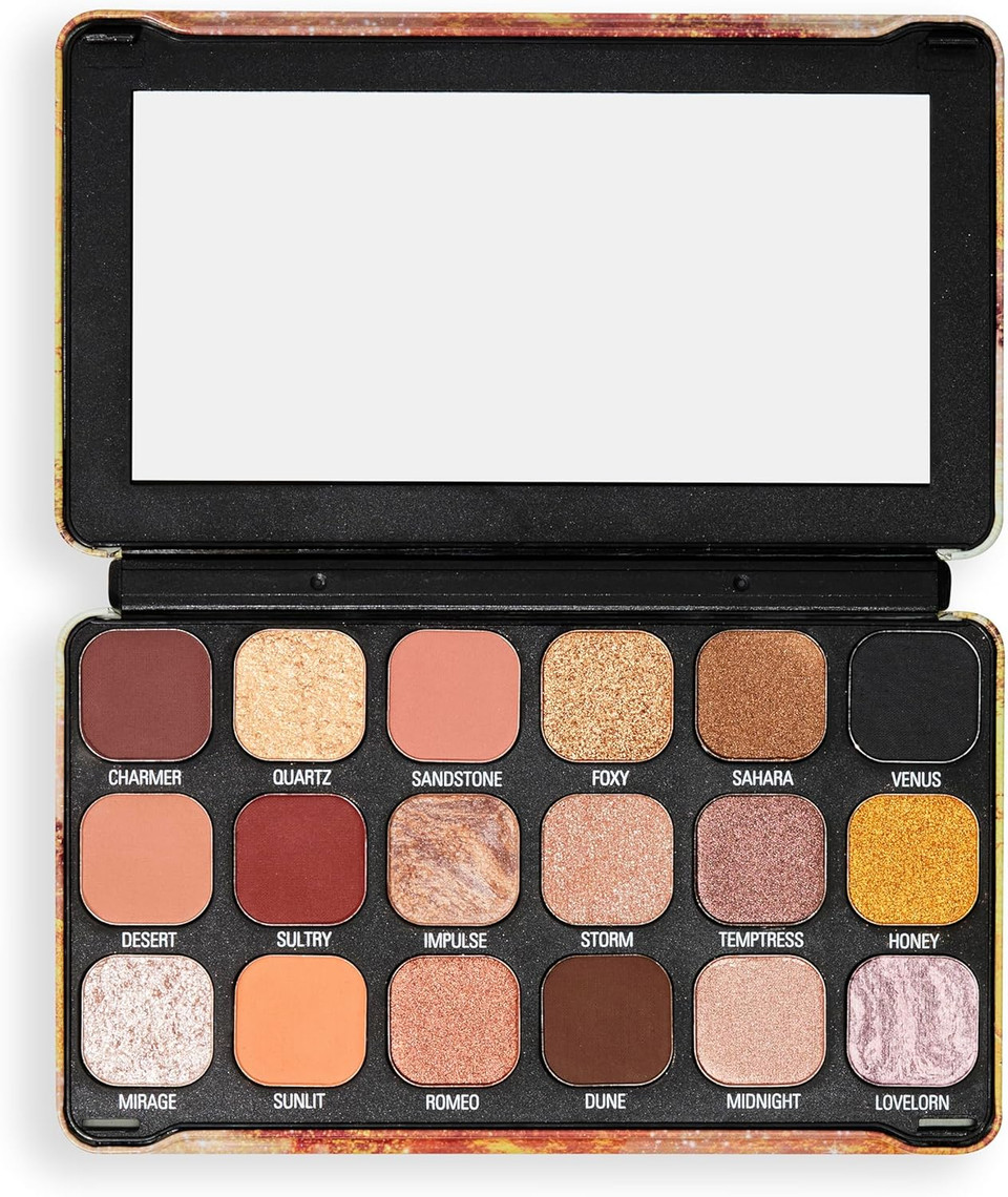 Revolution Beauty, Forever Flawless Eyeshadow Palette, 18 Pigmented Makeup Shades of Mattes & Shimmers, Vegan & Cruelty-Free, Bronze Temptation