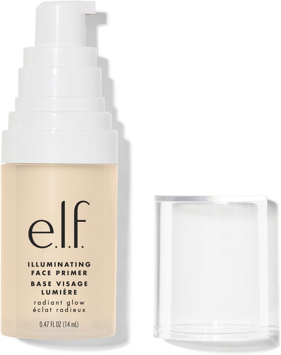 e.l.f. Illuminating Face Primer, Silky Makeup Primer For Creating A Radiant Glow, Fills In Fine Lines & Refines Complexion, Small, 0.47 Oz