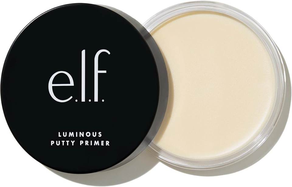 e.l.f. Luminous Putty Primer, Skin Perfecting, Lightweight, Silky, Long Lasting, Hydrates, Creates a Smooth Base, Illuminates, Plumps, Infused with hyaluronic acid and vegan collagen, 21g