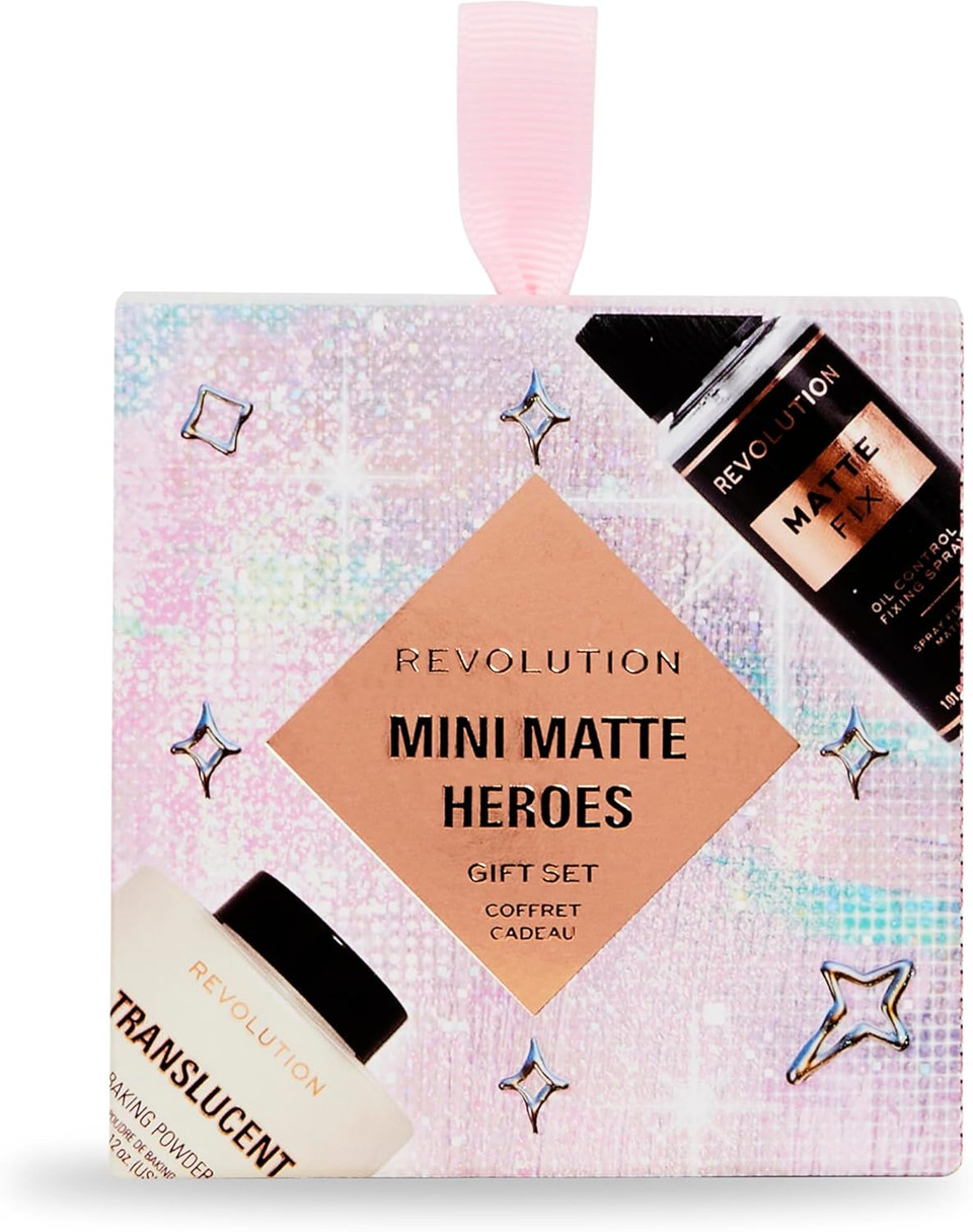 Revolution Beauty Mini Matte Heroes Makeup Gift Set, Mini Kit of Matte Fixing Spray & Translucent Baking Powder, Vegan & Cruelty-Free