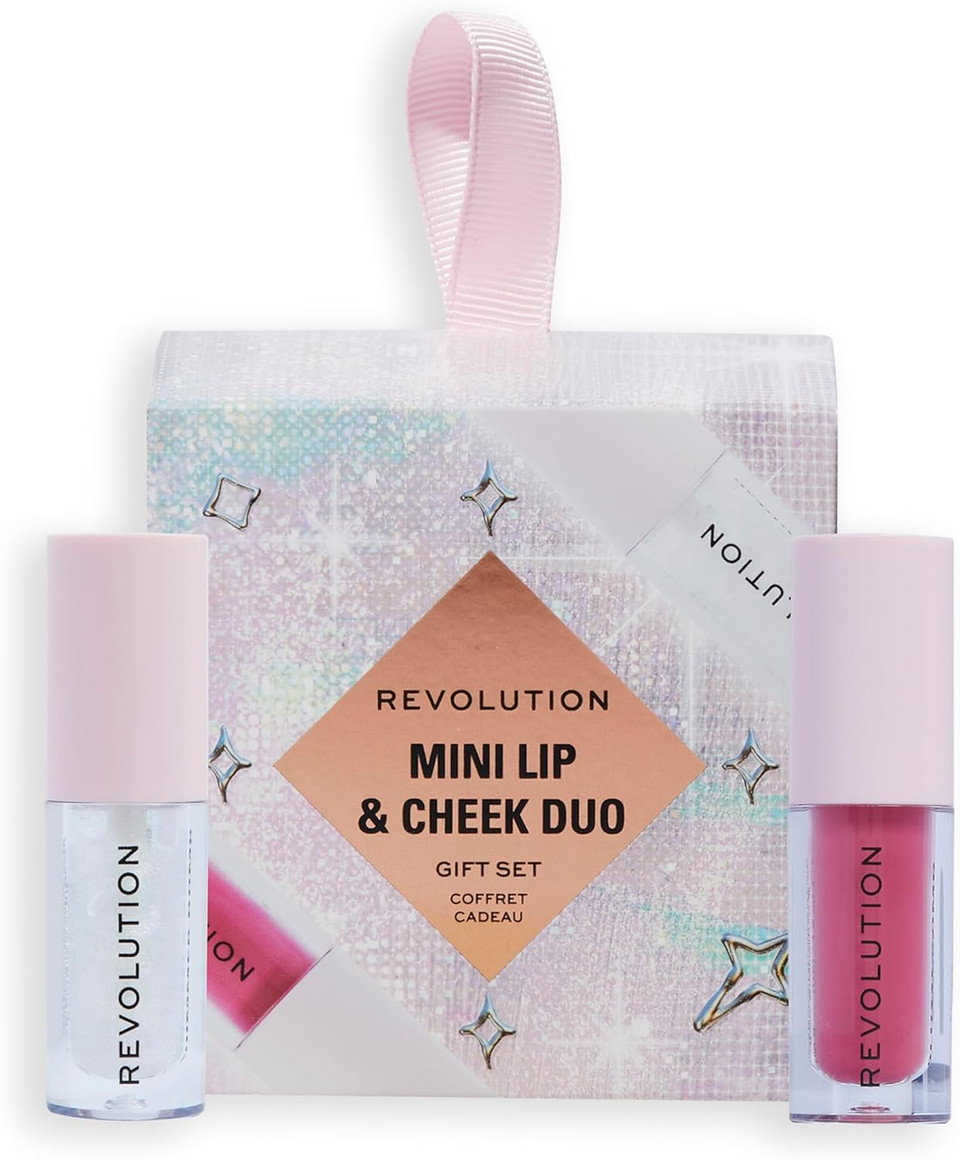 Revolution Beauty Mini Cheek & Lip Duo Gift Set, Makeup Set with Mini Cream Blusher, Mini Pout Bomb & Ornament, Vegan & Cruelty Free