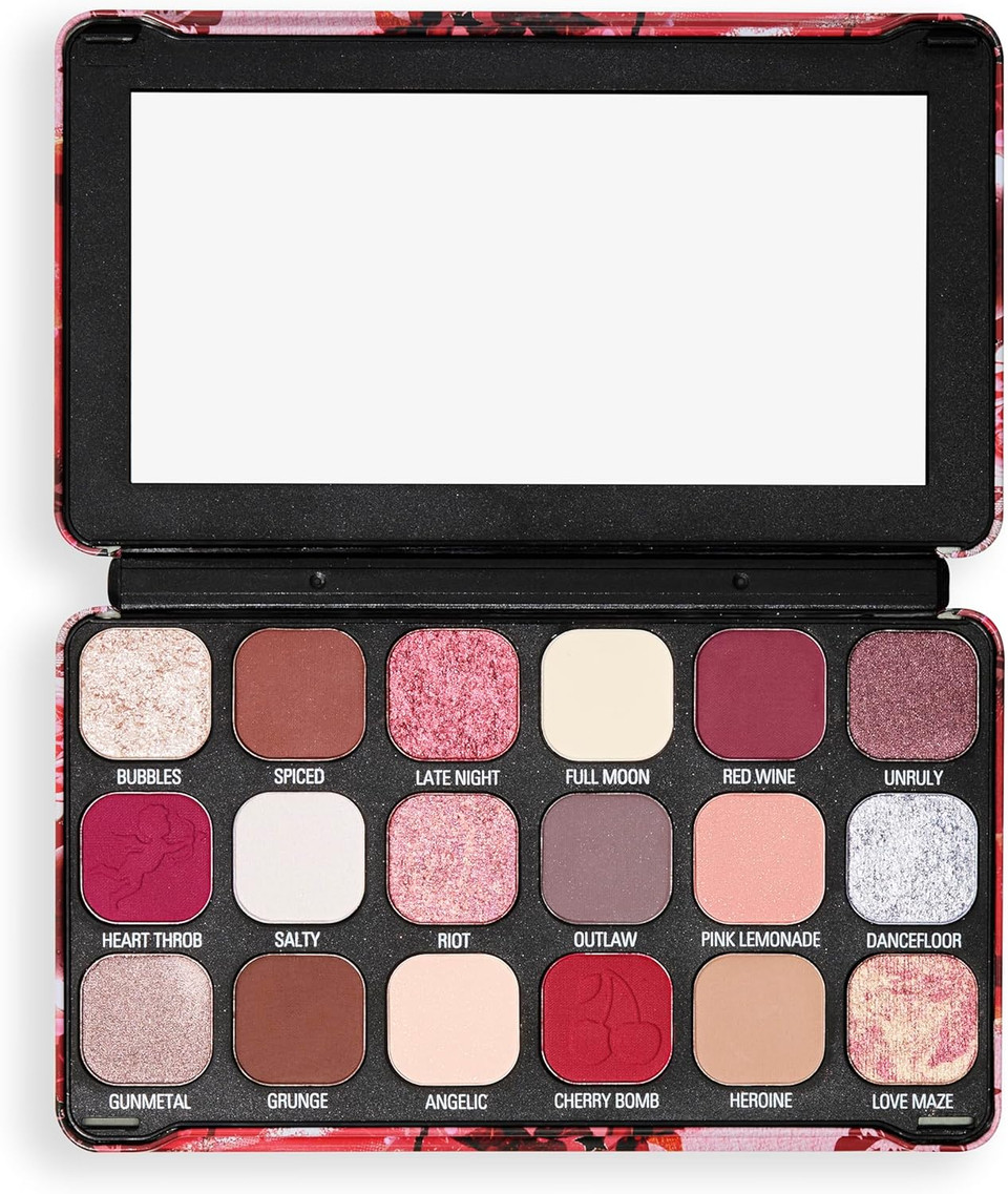 Revolution Beauty, Forever Flawless Eyeshadow Palette, 18 Pigmented Makeup Shades of Mattes & Shimmers, Vegan & Cruelty-Free, Cherry Rebel Red Revolution Beauty, Forever Flawless Eyeshadow Palette, 18 Pigmented Makeup Shades of Mattes & Shimmers, Vegan & Cruelty-Free, Cherry Rebel Red