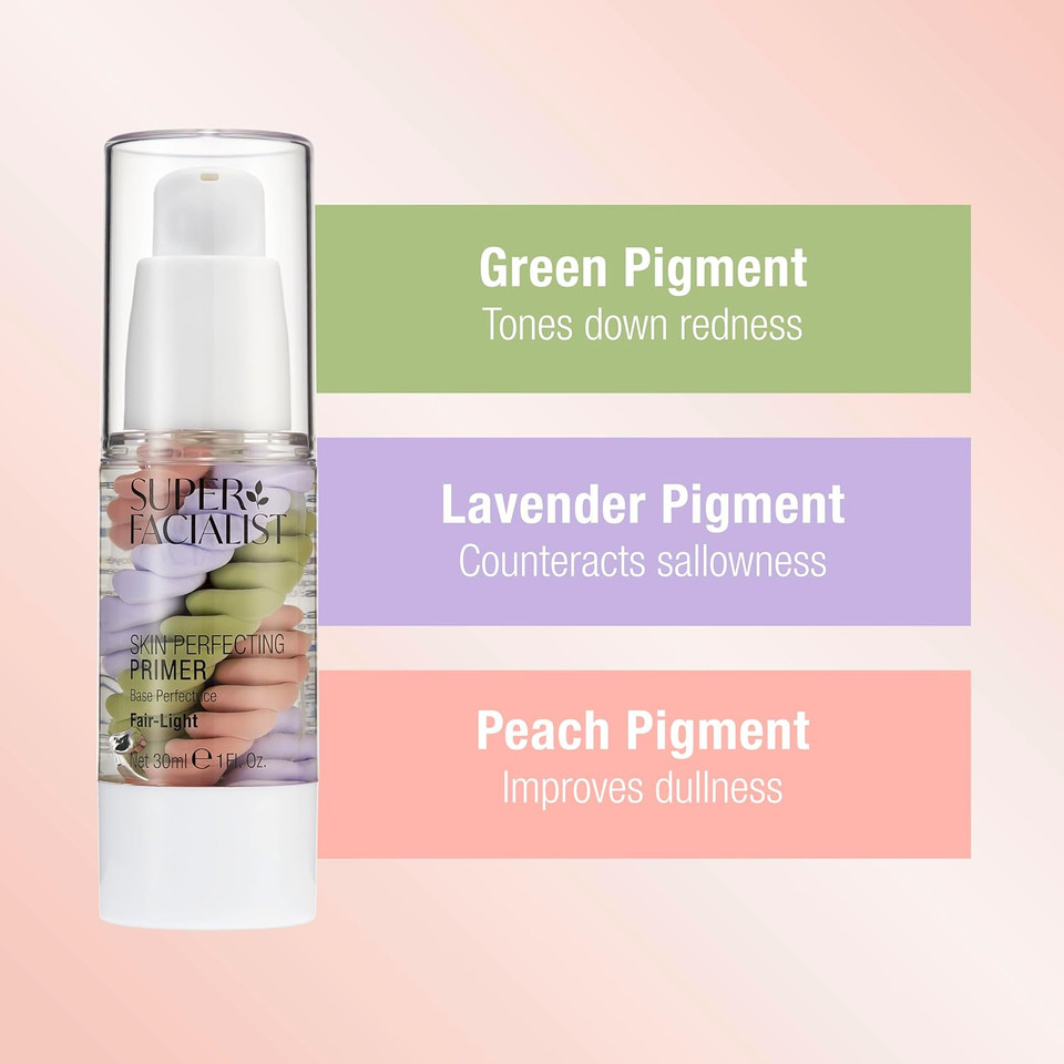 Super Facialist Skin Perfecting Primer - Base Face Primer to Hydrate, Protect & Refine with Colour Corrector Technology, Hyaluronic Acid & Niacinamide, Vegan Friendly Make Up Primer, 30ml