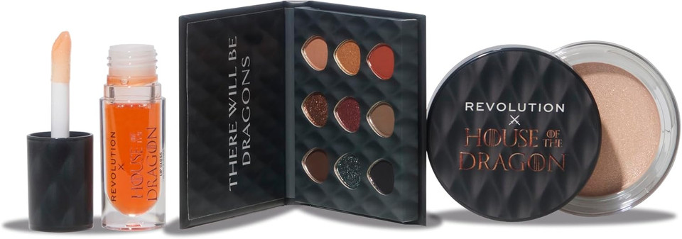 Revolution Beauty, House of Dragon x Revolution Dragon Glow Gift Set, Holiday Makeup Set with Eyeshadow Palette, Lip Oil & Highlighter Balm, Vegan & Cruelty-Free Revolution Beauty, House of Dragon x Revolution Dragon Glow Gift Set, Holiday Makeup Set with Eyeshadow Palette, Lip Oil & Highlighter Balm, Vegan & Cruelty-Free
