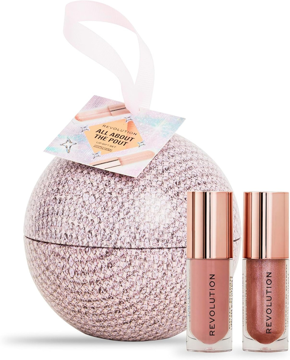 Revolution Beauty All About The Pout Gift Set, Makeup Gift Set, Shimmer Bomb & Pout Bomb Plumping & Nourishing Gloss Duo, Vegan & Cruelty-Free