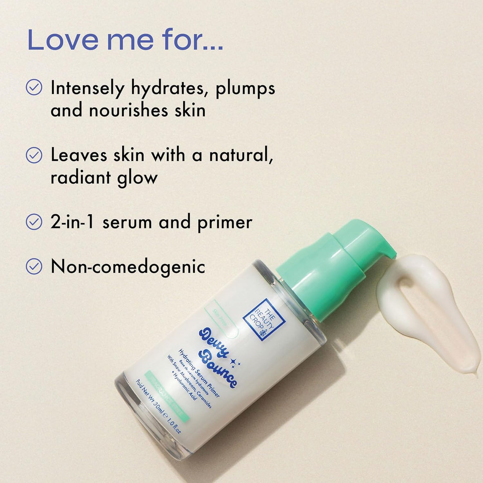 The Beauty Crop Dewy Bounce Serum Primer - Hydrating Gel-Serum Primer for Flawless Finish - 30 ml