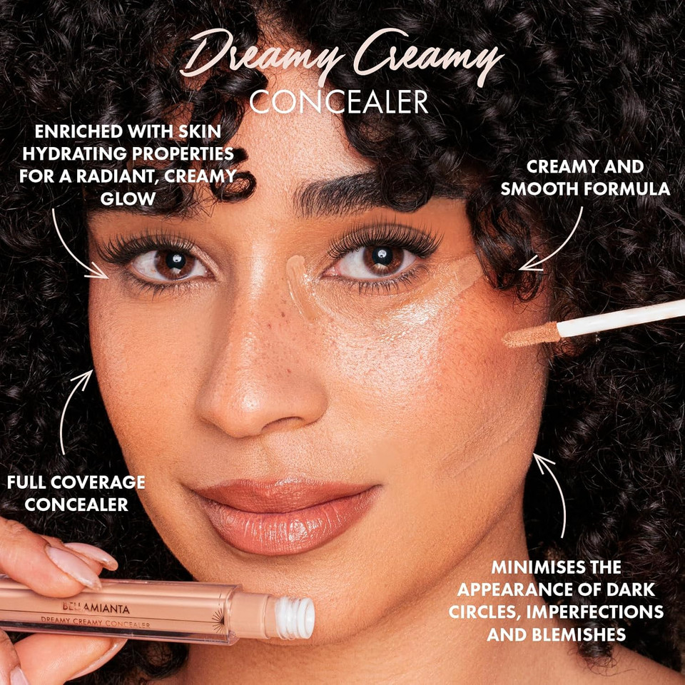 Bellamianta Dreamy Creamy Concealer - Long Lasting, Full Coverage with Natural Finish - Under Eye Concealer for Dark Circles & Blemishes - Hydrating Formula & Easy to Apply