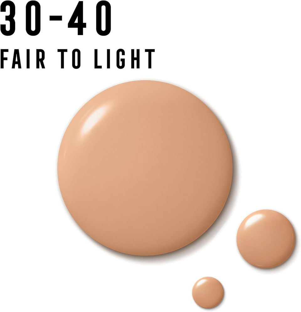 Max Factor Miracle Pure Skin Reset Serum Foundation 30-40 Fair to Light, 2-in-1 Serum Formula, Healthy Looking Skin, Medium Coverage, Satin Matte Finish, 2% Niacinamide, Dermatologically Tested